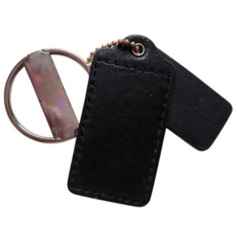 Coach Black and Pink Leather Hang Tags With Keychain FOB - Picture 3 of 3